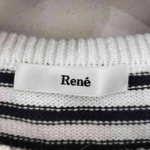 ルネ Rene 片フリル ボーダー クルーネックニット レディース